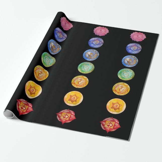 Seven chakras Aquarellkunst Geschenkpapier (Ungerollt)