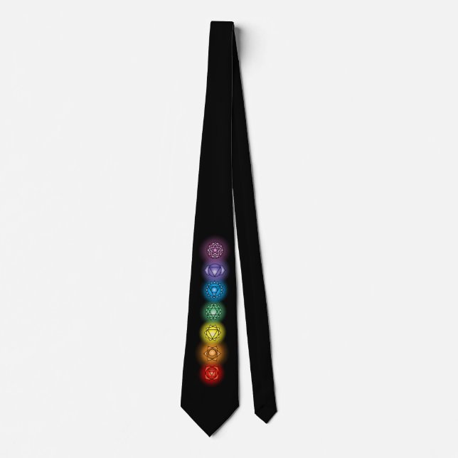 Seven Chakras Black Neck Tie Krawatte (Vorderseite)