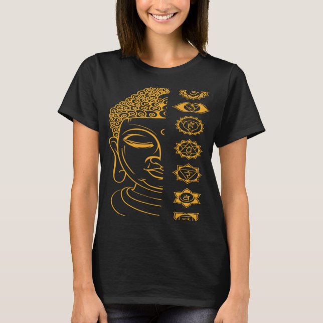 Seven Chakras Heiliger Buddha T-Shirt (Vorderseite)