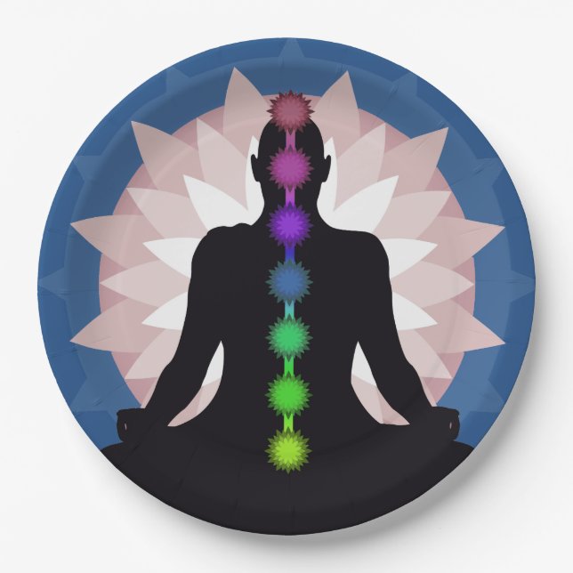 Seven Chakras Yoga Paper Party Plate Pappteller (Vorderseite)