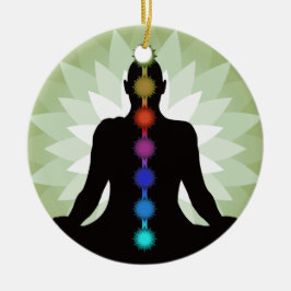 Seven Chakras Yoga Pose Keramik Ornament