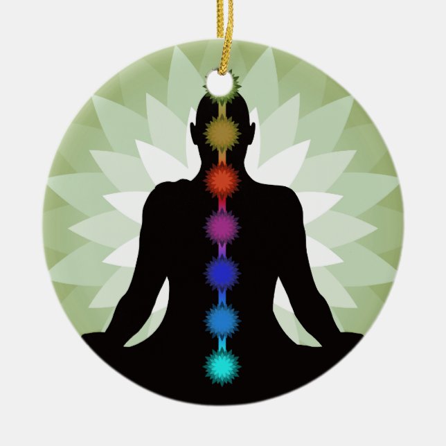 Seven Chakras Yoga Pose Keramik Ornament (Vorne)