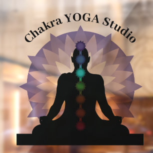 Seven Chakras Yoga Pose Klammern Fensteraufkleber