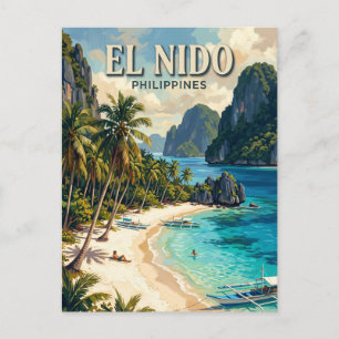 Seven Commandos Strand El Nido Philippinen Postkarte