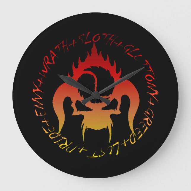 Seven deadly sins and skull wall clock große wanduhr (Vorderseite)