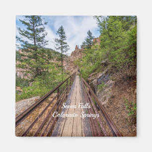 Seven Falls Walkway Bridge Square Magnet