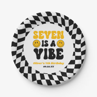 Seven Is A Vibe Retro Seventh 7th Birthday Party Pappteller
