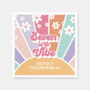 Seven is a Vibe Retro Sonnenschein Regenbogen Gäns Serviette