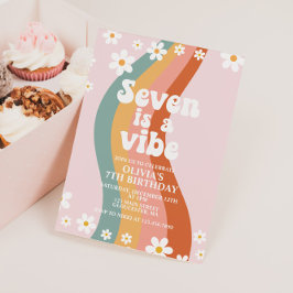 Seven ist ein Vibe Groovy daisy Regenbogen 7. Gebu Einladung