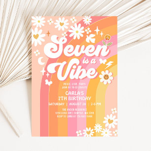 SEVEN ist eine Stimmung Rosa Pfirsich 7. Groovy Ge Einladung