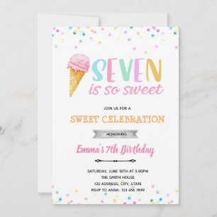 Seven ist so eine süße Eiscreme-Einladung Einladung