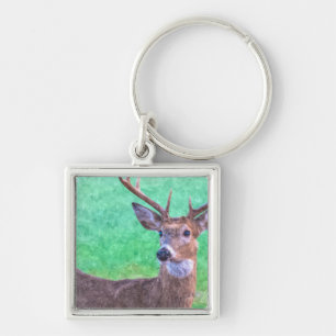 Seven Point Buck Painterly Schlüsselanhänger
