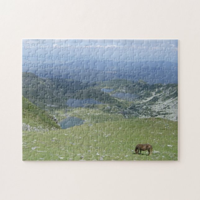 Seven Seen Rila Berg Wildes Pferd Bulgarien (Horizontal)