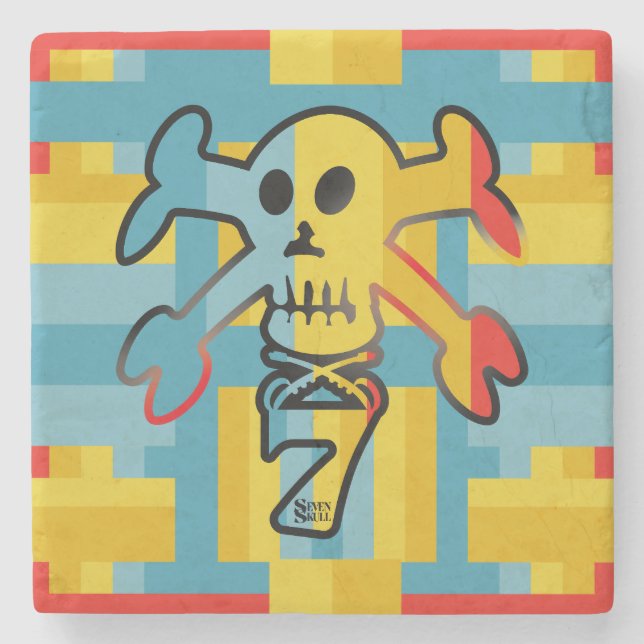 SEVEN SKULL BY MASANSER PIXELAT STEINUNTERSETZER (Vorderseite)