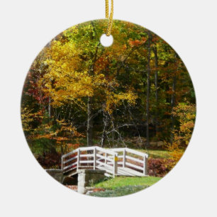 Seven Springs Fall Bridge I Herbst Landschaft Keramikornament