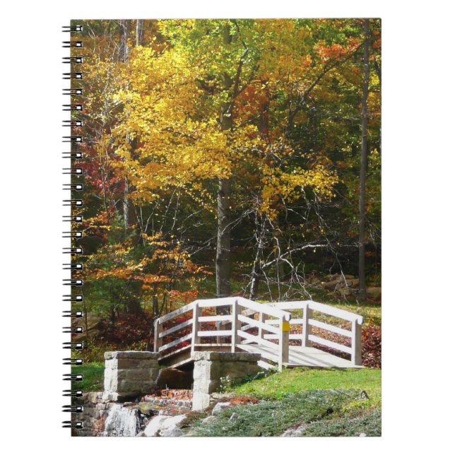 Seven Springs Fall Bridge I Herbst Landschaft Notizblock (Vorderseite)