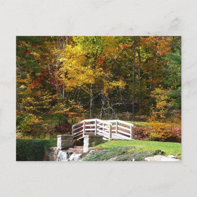 Seven Springs Fall Bridge I Herbst Landschaft Postkarte (Vorderseite)