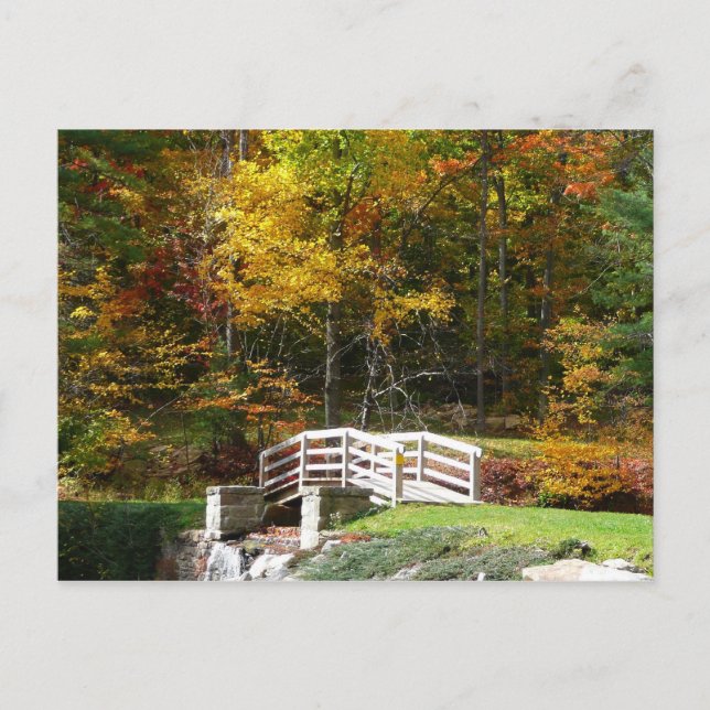 Seven Springs Fall Bridge I Herbst Landschaft Postkarte (Vorderseite)