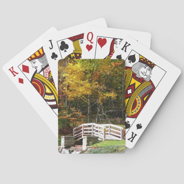 Seven Springs Fall Bridge I Herbst Landschaft Spielkarten (Rückseite)
