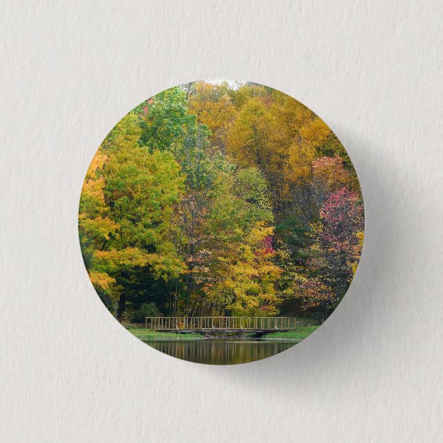Seven Springs Fall Bridge II Herbstlandschaft Button (Vorderseite)