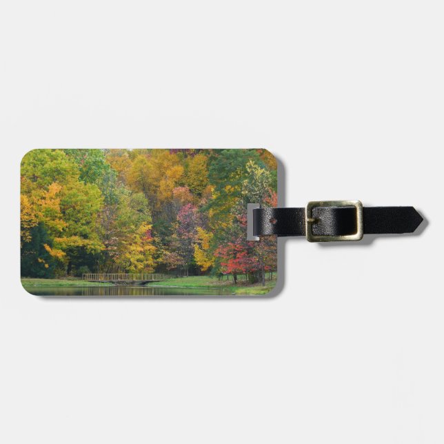 Seven Springs Fall Bridge II Herbstlandschaft Gepäckanhänger (Vorderseite horizontal)