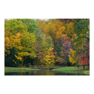 Seven Springs Fall Bridge II Herbstlandschaft Poster