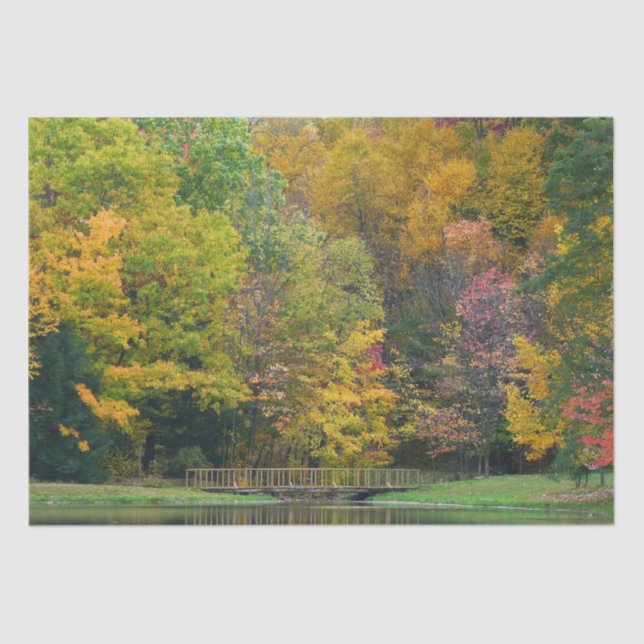 Seven Springs Fall Bridge II Herbstlandschaft Seidenpapier (Vorderseite)
