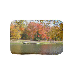 Seven Springs Fall Bridge III Herbstlandschaft Badematte
