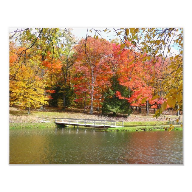 Seven Springs Fall Bridge III Herbstlandschaft Fotodruck (Vorne)