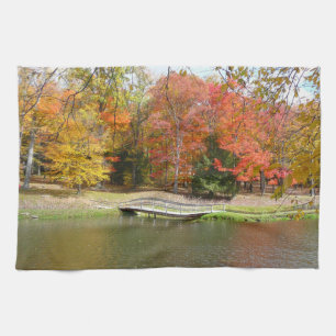 Seven Springs Fall Bridge III Herbstlandschaft Geschirrtuch