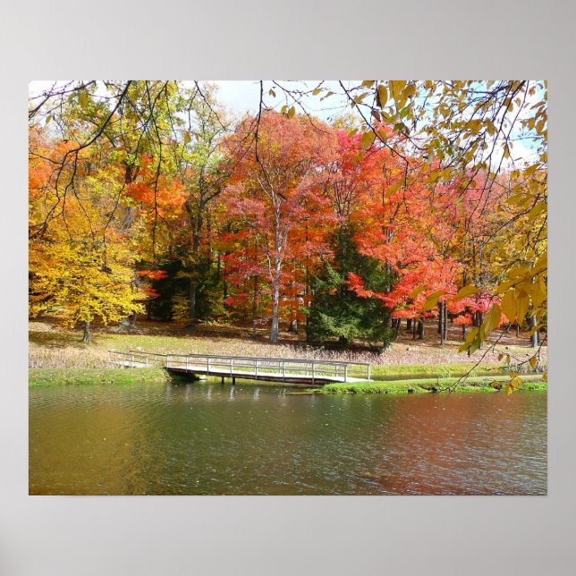 Seven Springs Fall Bridge III Herbstlandschaft Poster (Vorne)