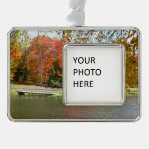 Seven Springs Fall Bridge III Herbstlandschaft Rahmen-Ornament Silber