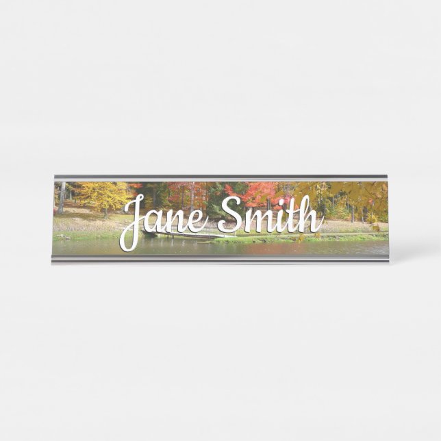 Seven Springs Fall Bridge III Herbstlandschaft Schreibtischnamensplakette (Vorderseite )