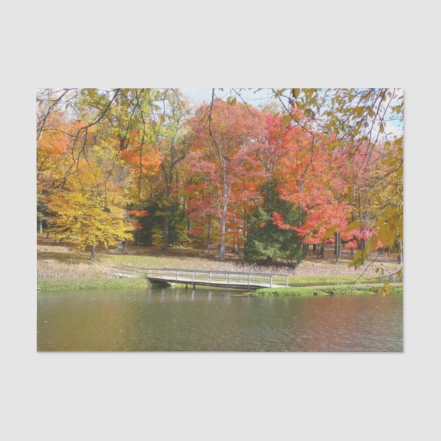Seven Springs Fall Bridge III Herbstlandschaft Seidenpapier (Vorderseite)