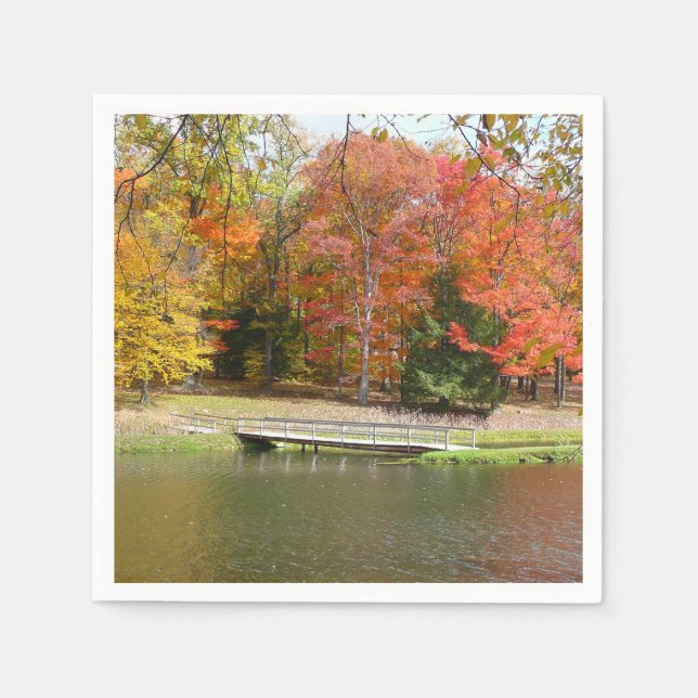 Seven Springs Fall Bridge III Herbstlandschaft Serviette (Vorderseite)