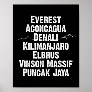 Seven Summits Geschenk Berggipfel der Welt Cli Poster
