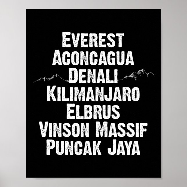 Seven Summits Geschenk Berggipfel der Welt Cli Poster (Vorne)