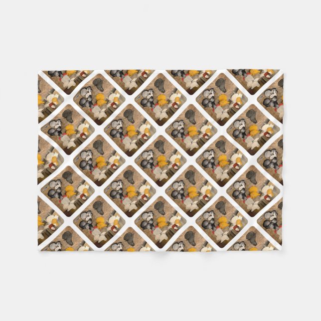 Seven Trumpeter Tauben Fleecedecke (Vorderseite (Horizontal))