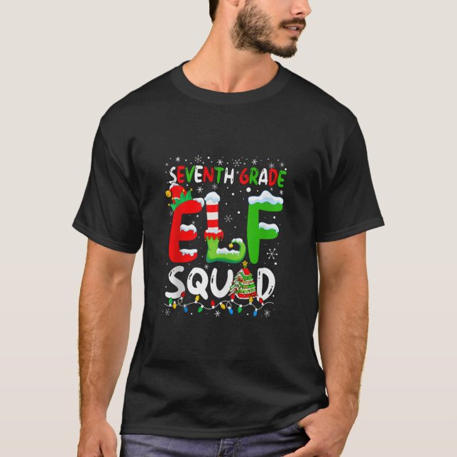Seventh Grade ELF Squad Funny Christmas ELF Studen T-Shirt (Vorderseite)
