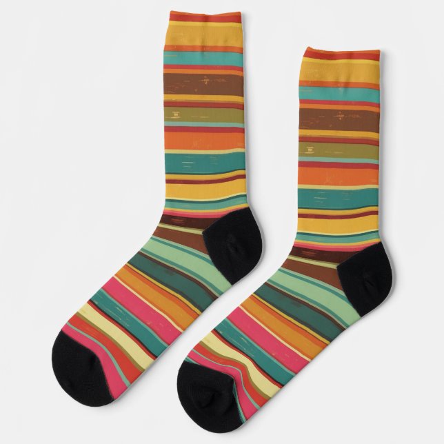 Seventies Stripes Retro pattern Socken (Linkes Detail)