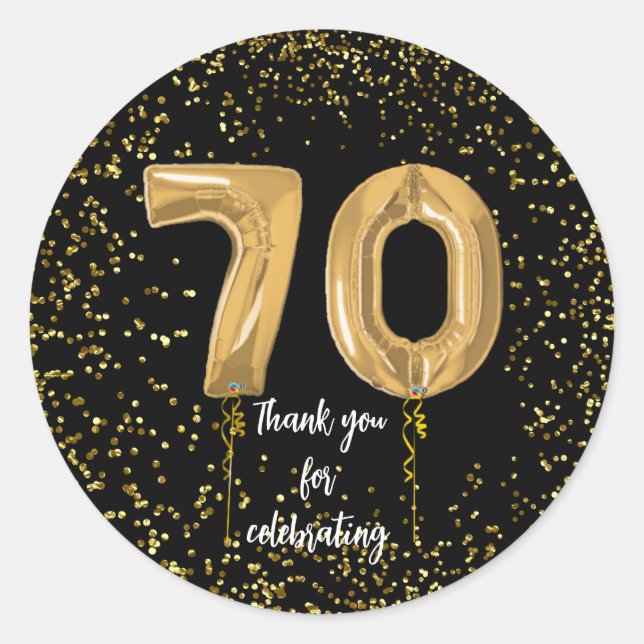 Seventieth Birthday Party Gefallen Stickers (Vorderseite)