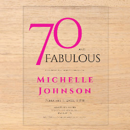 Seventy and Fabulous Minimal Pink 70th Birthday Acryleinladungen