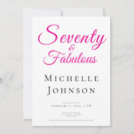 Seventy and Fabulous Minimal Pink 70th Birthday Einladung