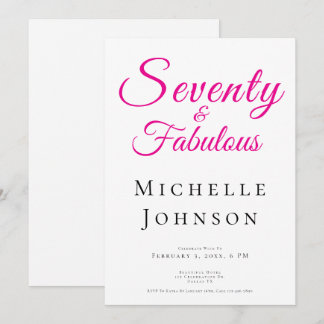 Seventy and Fabulous Minimal Pink 70th Birthday Einladung