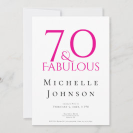 Seventy and Fabulous Minimal Pink 70th Birthday Einladung