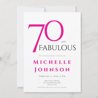 Seventy and Fabulous Minimal Pink 70th Birthday Einladung