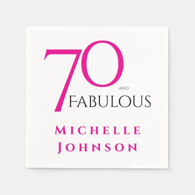 Seventy and Fabulous Minimal Pink 70th Birthday Serviette (Vorderseite)