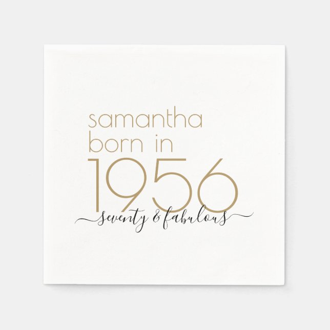 Seventy Fabulous Born 1956 70th Birthday Party Serviette (Vorderseite)