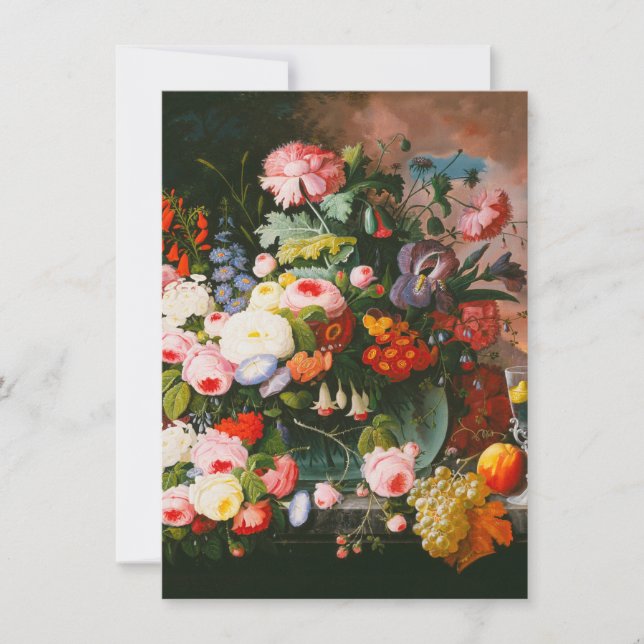 Severin Roesen - noch Leben der Blumen und der Dankeskarte (Vorderseite)