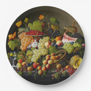 Severin Roesen Stillleben mit üppigem Obst Pappteller